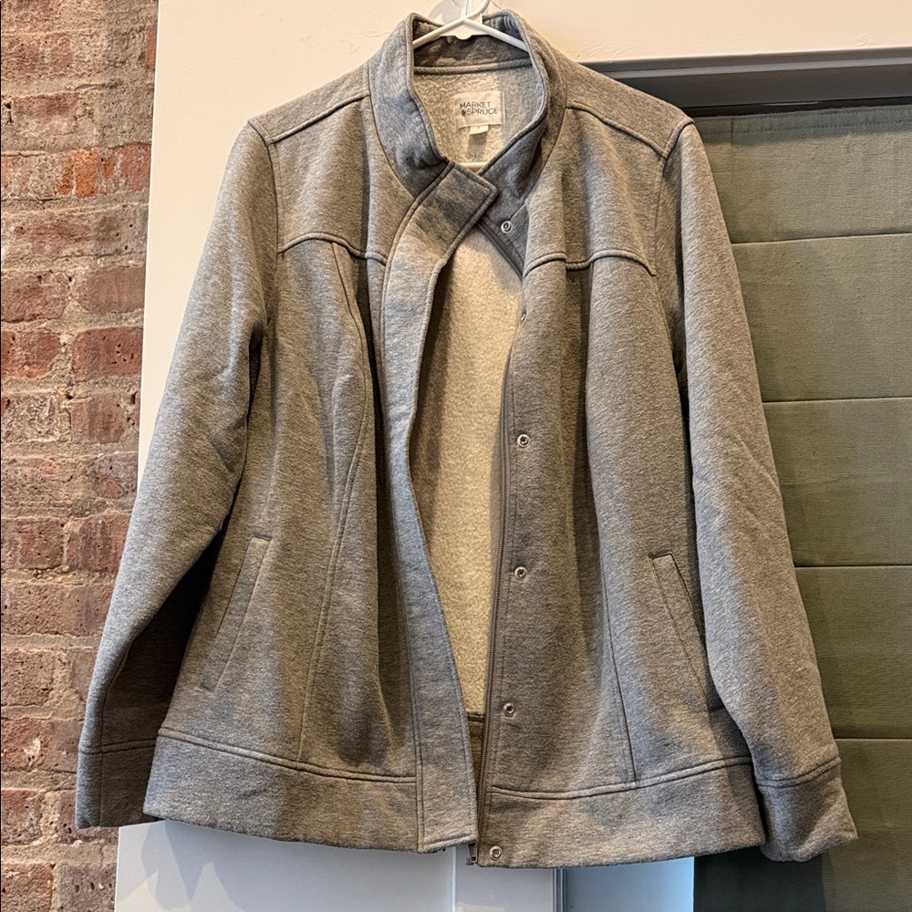 Market & Spruce Gray Utility Jacket with Snap Front